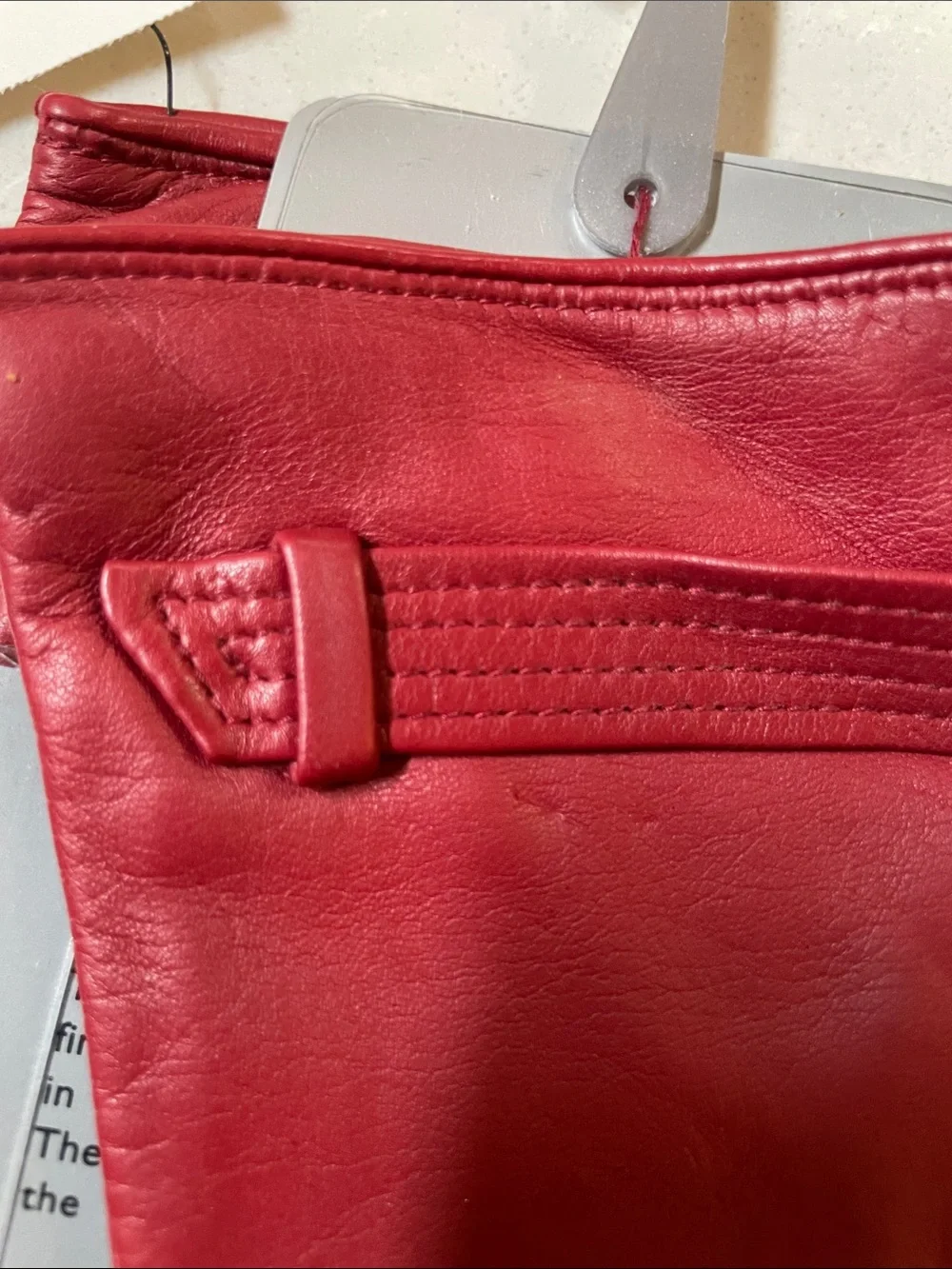 Nine West Red Leather Dress Gloves with Stitch Strap Detail